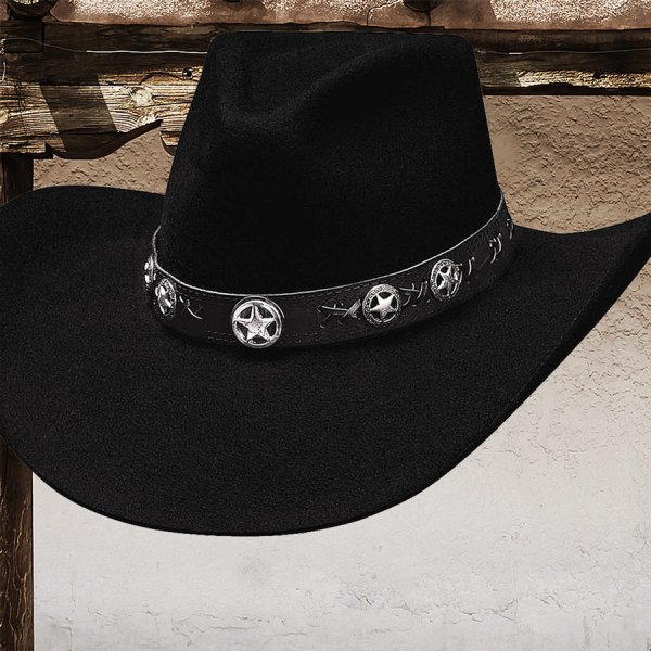 画像1: ファイブスター ウール カウボーイ ハット（ブラック）/Western Wool Felt Hat(Black)