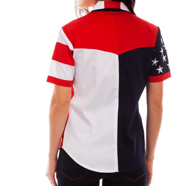 画像4: スカリー 刺繍スター☆ USA アメリカ国旗 シャツ（半袖/アメリカンフラッグ）/Scully Western Shirt(Women's)