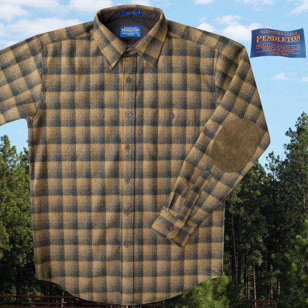 画像1: ペンドルトン ウール シャツ・エルボーパッチ フィッテッド トレイルシャツ ブロンズ・チャコールオンブレM/Pendleton Fitted Trail Shirt (Bronze Charcoal Ombre)