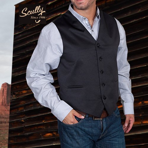 画像クリックで大きく確認できます　Click↓1: スカリー オールドウエスト ベスト（ソリッドブラック）/Scully Old West Vest (Solid Black)