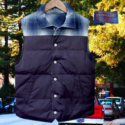 画像クリックで大きく確認できます　Click↓1: ペンドルトン リバーシブル ダウン ベスト(ブルー・ネイビー）S/Pendleton Reversible Down Vest(Blue/Navy)