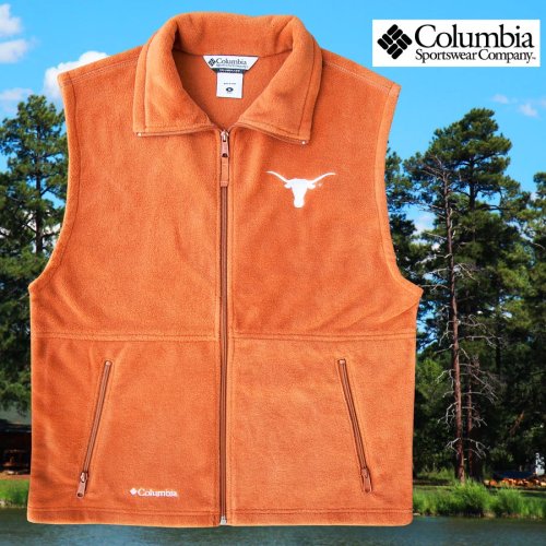 画像クリックで大きく確認できます　Click↓1: コロンビア スポーツウェア テキサスロングホーンズ フリース ベスト（ロングホーンズオレンジ）/Columbia Sportswear Texas Longhorns Fleece Vest(Cedar)