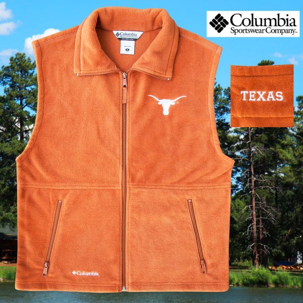 画像1: コロンビア スポーツウェア テキサスロングホーンズ フリース ベスト（ロングホーンズオレンジ）/Columbia Sportswear Texas Longhorns Fleece Vest(Cedar)