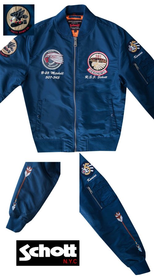 画像クリックで大きく確認できます　Click↓3: ショット NYC MA-1 フライト ジャケット（ネイビー）/Schott NYC MA-1 Commemorative Flight Jacket(Navy)