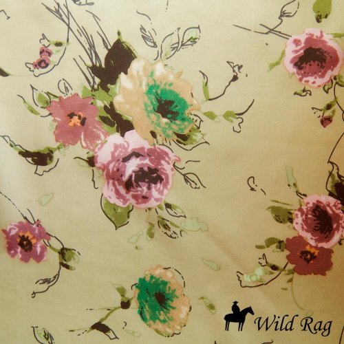 画像クリックで大きく確認できます　Click↓1: シルク ワイルドラグ（カウボーイ大判スカーフ）フローラル/100% Silk Wild Rags(Floral)