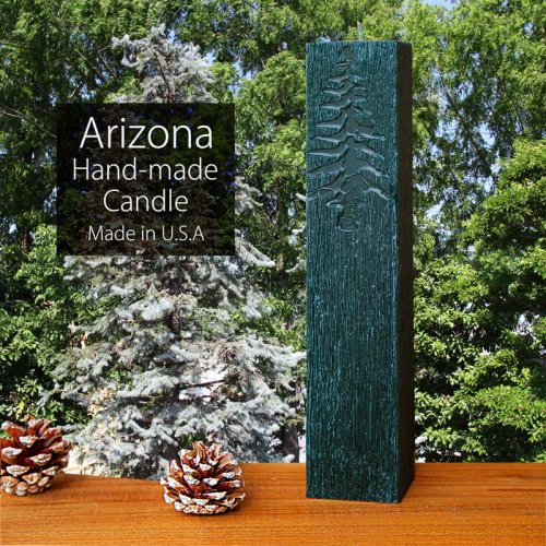 画像クリックで大きく確認できます　Click↓1: アリゾナ ハンドメイド アート アロマキャンドル（フォレストグリーン）/Hand-made Forest Green Candle