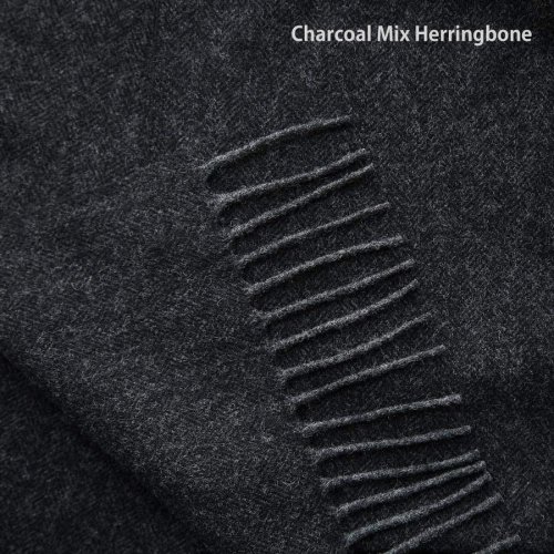 画像クリックで大きく確認できます　Click↓2: ペンドルトン ピュアバージンウール マフラー（チャコールミックス ヘリンボーン）/Pendleton Whisperwool Muffler Charcoal Mix Herringbone