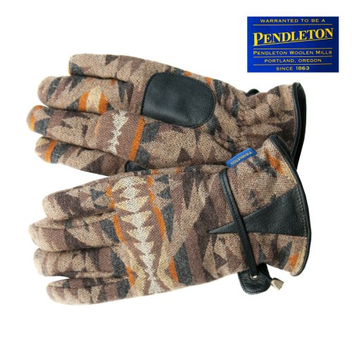 画像クリックで大きく確認できます　Click↓1: ペンドルトン ウール レザーグローブ（手袋）ダイヤモンドデザートジャガード/Pendleton Wool Gloves(Diamond Desert Jacquard)
