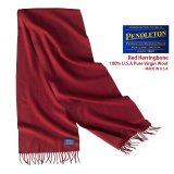 ペンドルトン ピュアバージンウール マフラー（バーガンディーレッド ヘリンボーン）/Pendleton Whisperwool Muffler Red Herringbone