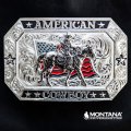 モンタナシルバースミス アメリカン カウボーイ フラッグ・ホースライディング ベルト バックル/Montana Silversmiths American Cowboy Flag Belt Buckle