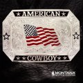 モンタナシルバースミス アメリカン カウボーイ フラッグ ベルト バックル/Montana Silversmiths American Cowboy Flag Belt Buckle