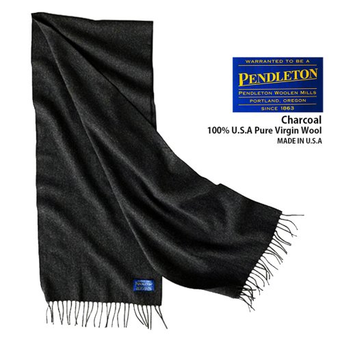 画像クリックで大きく確認できます　Click↓1: ペンドルトン ピュアバージンウール マフラー（チャコール）/Pendleton Whisperwool Muffler Charcoal