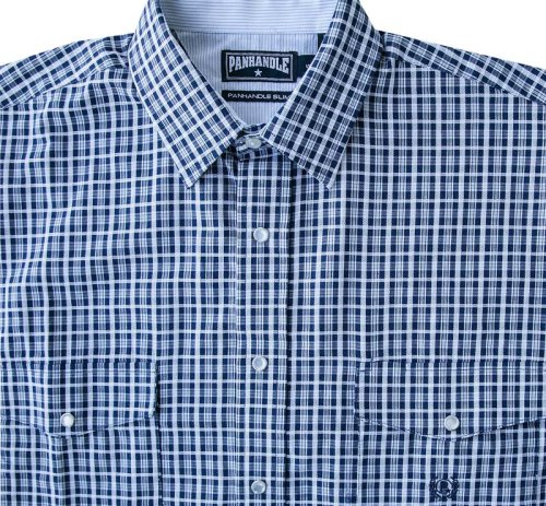 画像クリックで大きく確認できます　Click↓2: パンハンドルスリム ウエスタンシャツ・ブルーチェック（長袖）大きいサイズもあり/Panhandle Slim Long Sleeve Western Shirt(Blue Plaid)