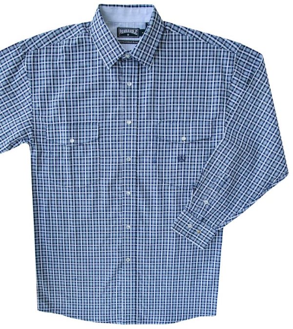 画像4: パンハンドルスリム ウエスタンシャツ・ブルーチェック（長袖）大きいサイズもあり/Panhandle Slim Long Sleeve Western Shirt(Blue Plaid)