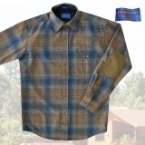 ペンドルトン ウール シャツ・エルボーパッチ トレイルシャツ ブロンズ・ブループラッドS/Pendleton Trail Shirt (Bronze Blue Plaid)