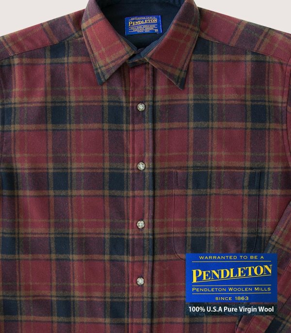 画像2: ペンドルトン ウールシャツ ロッジシャツ バーガンディー・ブラックS/Pendleton Lodge Shirt