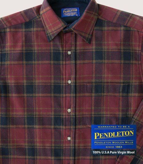 画像クリックで大きく確認できます　Click↓2: ペンドルトン ウールシャツ ロッジシャツ バーガンディー・ブラックS/Pendleton Lodge Shirt