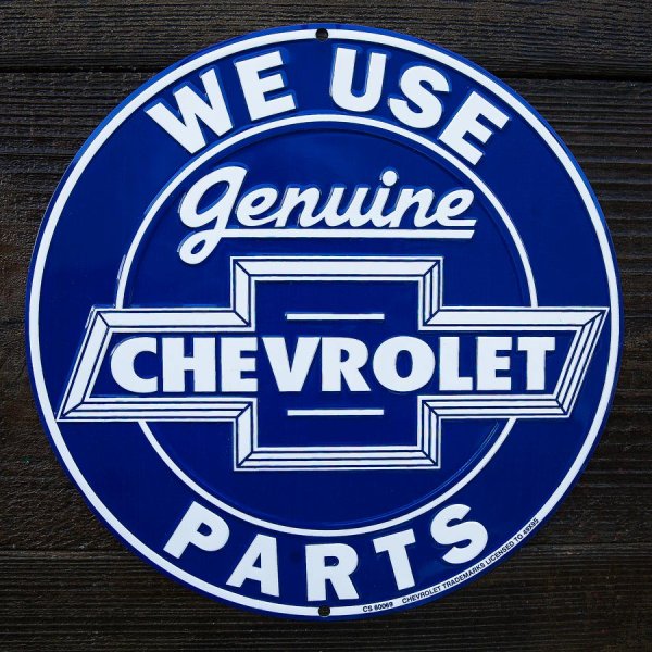 画像1: ゼネラルモーターズ シボレー メタルサイン（ブルー）/GM General Motors Company Chevrolet Metal Sign WE USE Genuine CHEVROLET PARTS