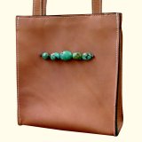 ターコイズ＆レザー ショルダートートバッグ/Turquoise&Leather Shoulder Tote Bag