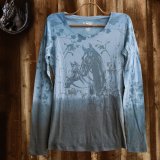 ローパー レディース ウエスタン Tシャツ ホース ブルー（長袖）/Roper Women's Western T-shirt(Blue)