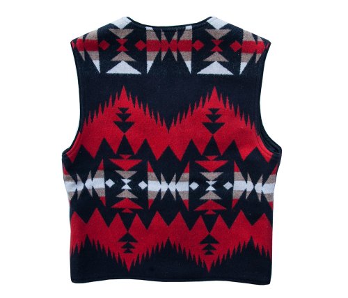 画像クリックで大きく確認できます　Click↓3: ペンドルトン レディース ウール ベスト（ブラック・レッド）XS/Pendleton Wool Vest(Women's)