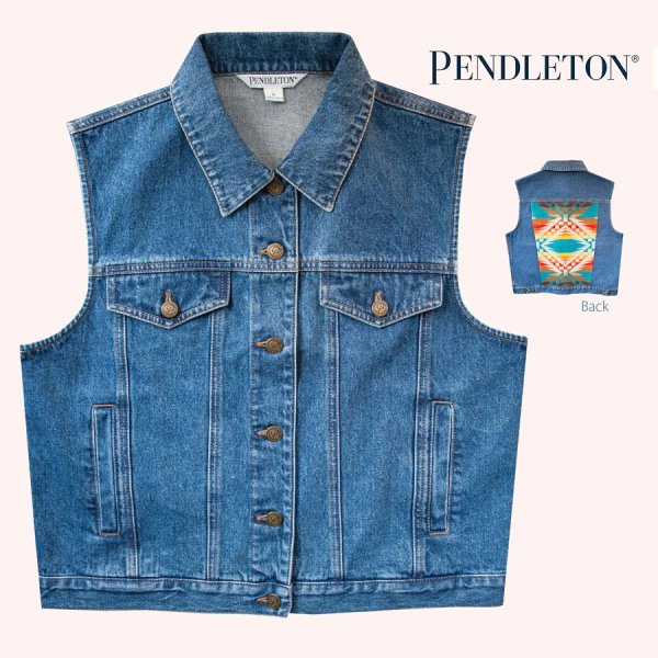 画像1: ペンドルトン デニム ベスト デニム・ターコイズ（レディース）M/Pendleton Denim Vest