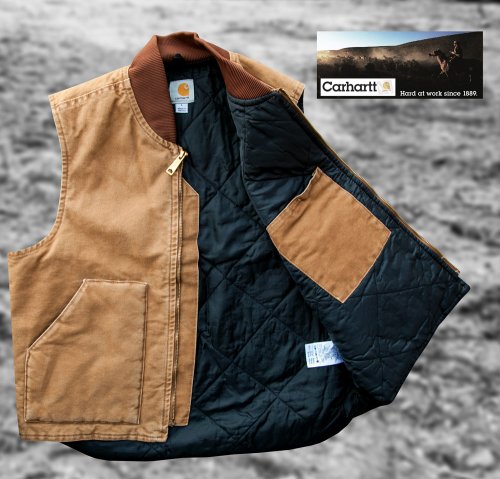 画像クリックで大きく確認できます　Click↓3: カーハート サンドストーンダック ベスト（カーハートブラウン）/Carhartt Vest(V02 Brown)