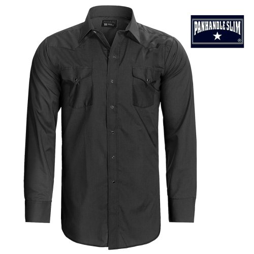 画像クリックで大きく確認できます　Click↓1: パンハンドルスリム ウエスタンシャツ（ブラック・無地/長袖）/Panhandle Slim Long Sleeve Western Shirt