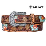 アリアット ラインストーン フラワー ウエスタン ベルト（ブラウン）/Ariat Rhinestone Leather Belt(Brown)