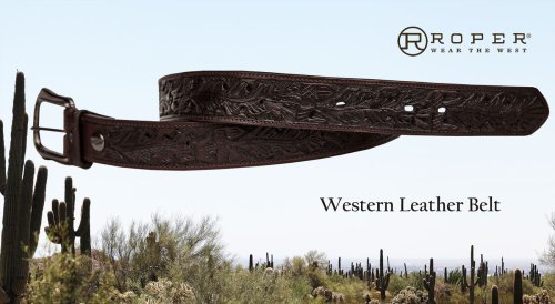 画像クリックで大きく確認できます　Click↓3: ローパー ウエスタン レザー ベルト（ダークブラウン）/Roper Western Leather Belt(Dark Brown)