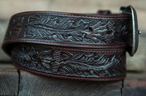 画像クリックで大きく確認できます　Click↓2: ローパー ウエスタン レザー ベルト（ダークブラウン）/Roper Western Leather Belt(Dark Brown)