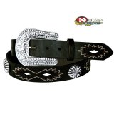 ノコナ ラインストーンバックル&コンチョ ウエスタン レザー ベルト（ブラック）/Nocona Western Leather Belt(Black)