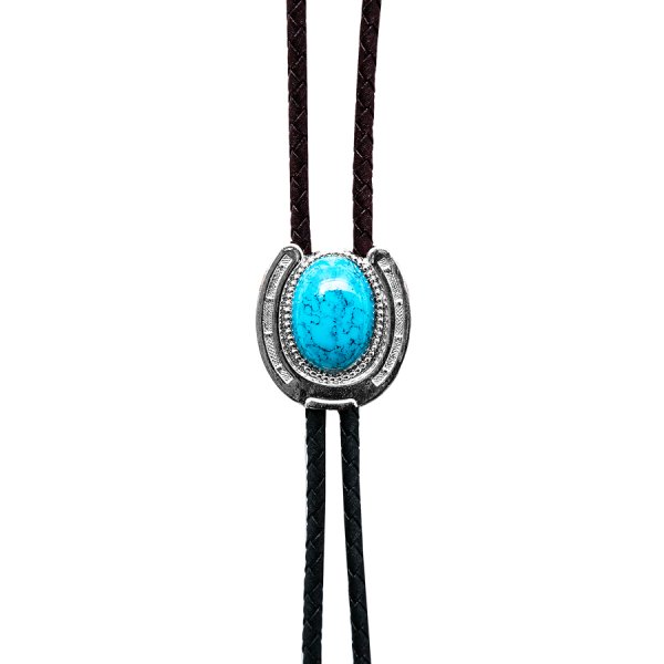 画像2: ウエスタン ボロタイ ホースシュー・ターコイズ/Western Bolo Tie(Horseshoe/Turquoise) 