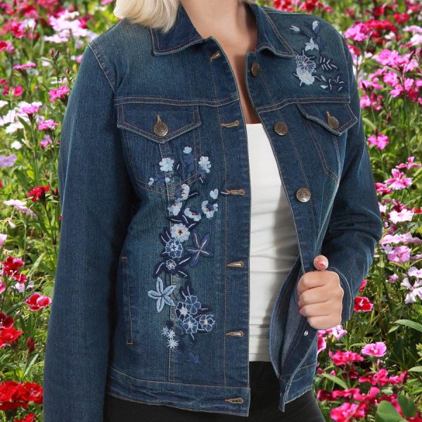 画像1: スカリー フローラル刺繍 デニムジャケット（デニム）/Scully Embroidery Classic Denim Jacket(Women's)