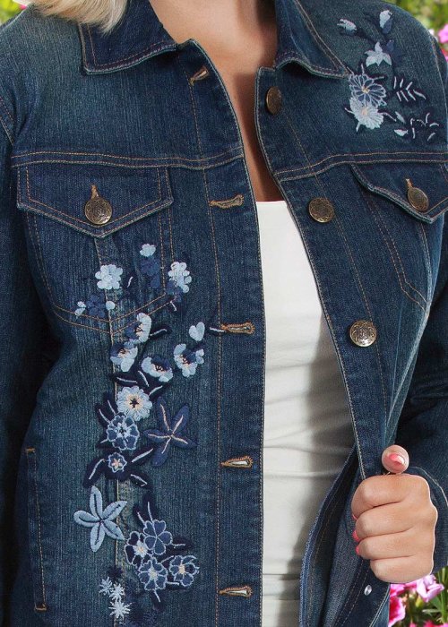 画像クリックで大きく確認できます　Click↓2: スカリー フローラル刺繍 デニムジャケット（デニム）/Scully Embroidery Classic Denim Jacket(Women's)