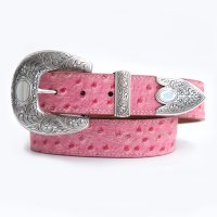 キュートピンク スリーピース ウエスタン レザーベルト 30（約75cm）/3 Piece Western Leather Belt(Pink)