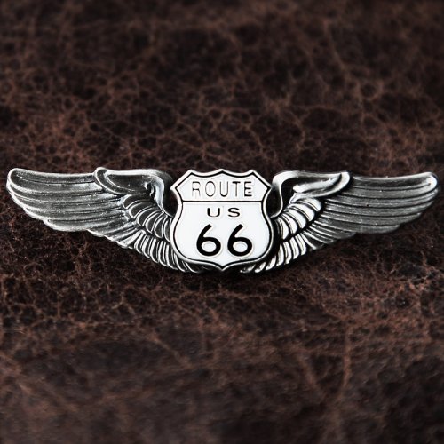 画像クリックで大きく確認できます　Click↓1: ルート66 シルバー ピンバッジ/Route 66 Pin