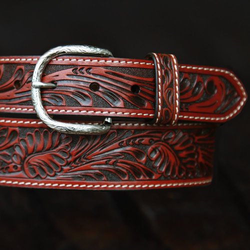 画像クリックで大きく確認できます　Click↓2: ウエスタン レザーベルト（テーパード ・ブラウン）/Western Leather Belt(Cognac) 