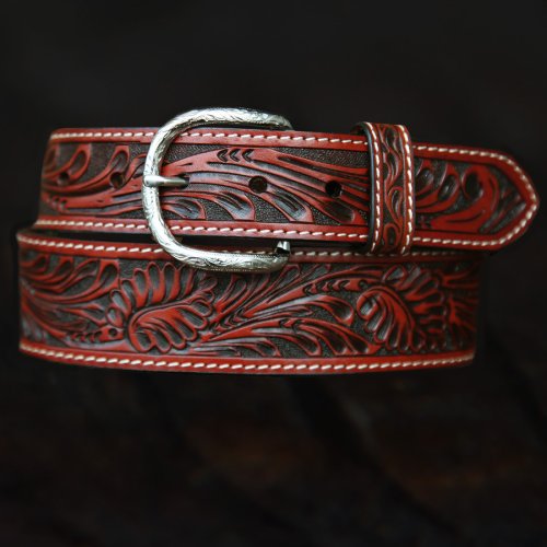 画像クリックで大きく確認できます　Click↓1: ウエスタン レザーベルト（テーパード ・ブラウン）/Western Leather Belt(Cognac) 