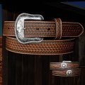 ウエスタン スター レザーベルト（ブラウン）/Western Leather Belt(Brown)