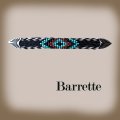 ホースヘアー&ビーズ バレッタ（ブラック・ターコイズ）/Barrette