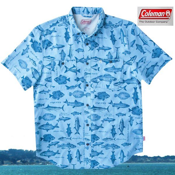 画像2: コールマン フィッシング 半袖 シャツ（マリンブルー）/Coleman Short Sleeve Shirt