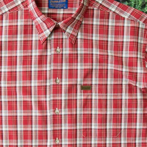 画像クリックで大きく確認できます　Click↓3: ペンドルトン 半袖 シャツ（レッド・タン）/Pendleton Plaid Shortsleeve Shirt