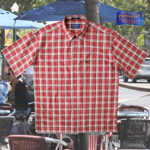 画像クリックで大きく確認できます　Click↓1: ペンドルトン 半袖 シャツ（レッド・タン）/Pendleton Plaid Shortsleeve Shirt