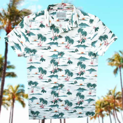 画像クリックで大きく確認できます　Click↓2: アロハシャツ ビーチ・パラダイス（クリーム）/Aloha Shirt(Cream)
