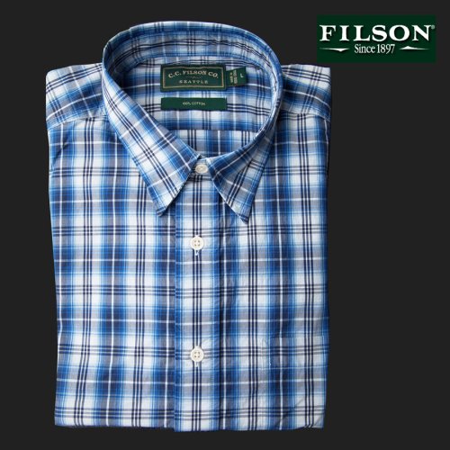 画像クリックで大きく確認できます　Click↓1: フィルソン 長袖 シャツ（ブルー・ホワイトプラッド）/Filson Blue Plaid Shirt(Long Sleeve)