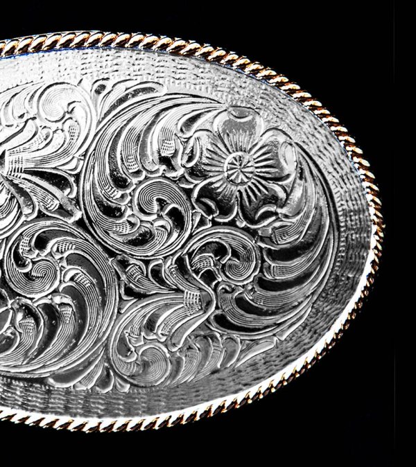 画像2: クラムライン ベルト バックル ロープエッジ フローラルスクロール/Crumrine Belt Buckle(Rope Edge/Floral Scroll)