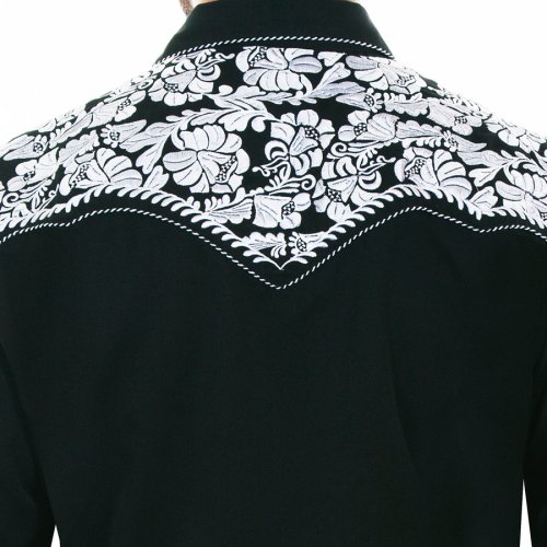 画像クリックで大きく確認できます　Click↓3: スカリー ウエスタン 刺繍 シャツ（長袖/ブラック・ホワイト）/Scully Long Sleeve Embroidered Western Shirt(Men's)
