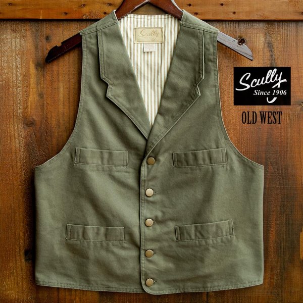画像1: スカリー キャンバス ベスト（アーミーグリーン）/Scully Canvas Vest (Khaki)