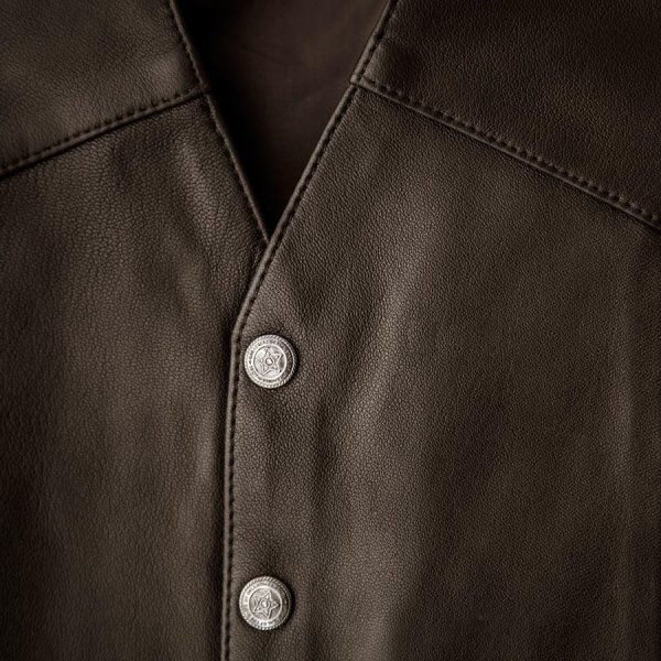 画像2: スカリー スナップフロント ラムレザー ベスト（ブラウン）/Scully Lamb Leather Vest(Brown)